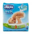 PAÑAL CHICCO DRY FIT T3 49KG 21ud